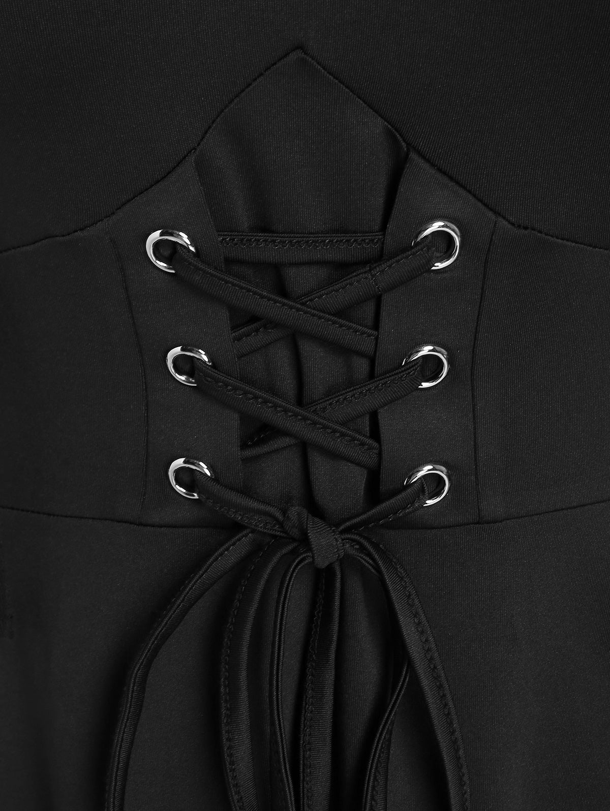 Black Lace-Up Ruffle Mini Dress