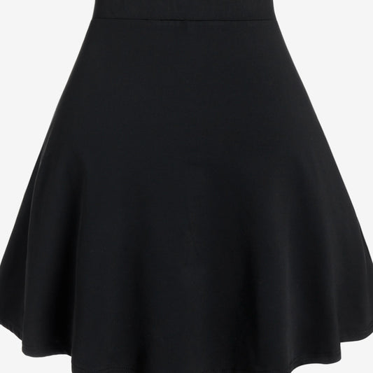 High-Waist Check Midi Skirt / Black / M