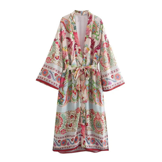 Printed Kimono Tunic Pants Set