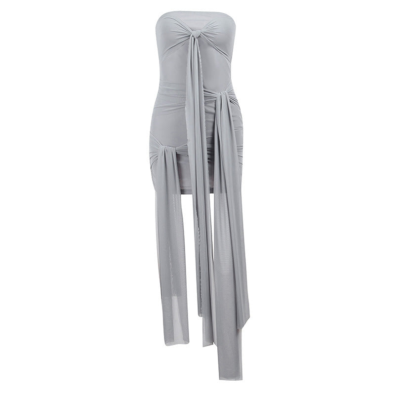 Gray Strapless Bodycon Mini Dress