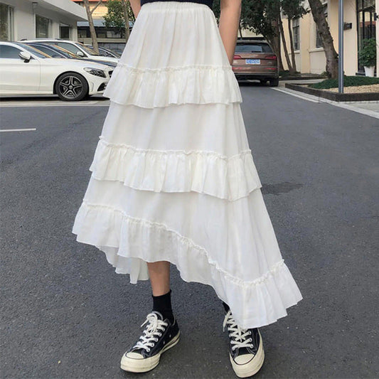 High-Low Layered Cake Midi Skirt