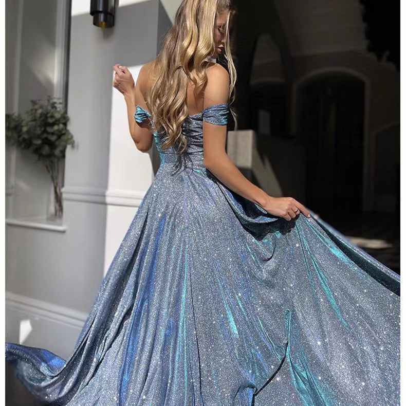 Sequin Bustier Split Evening Dress