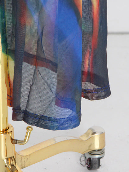 Tie-Dye High Neck Asymmetric Dress