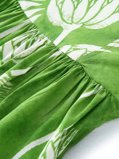 Green Halter Sweetheart Print Dress