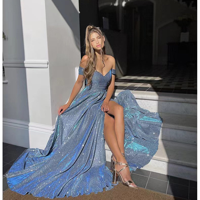Sequin Bustier Split Evening Dress
