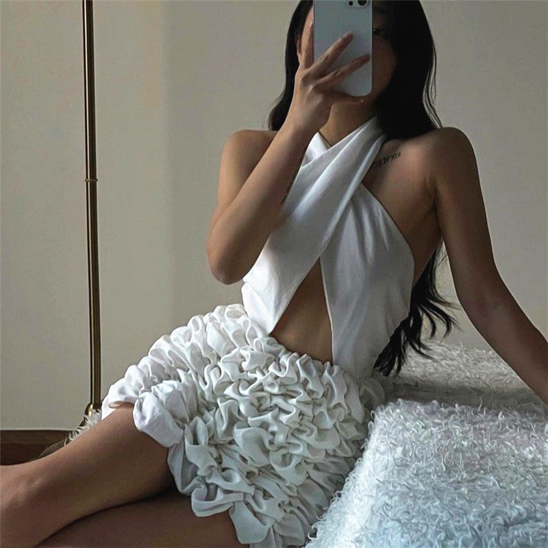Halter Floral Backless Mini Dress