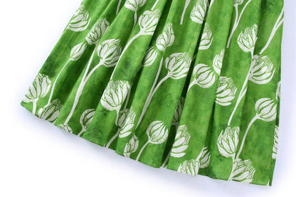 Green Halter Sweetheart Print Dress