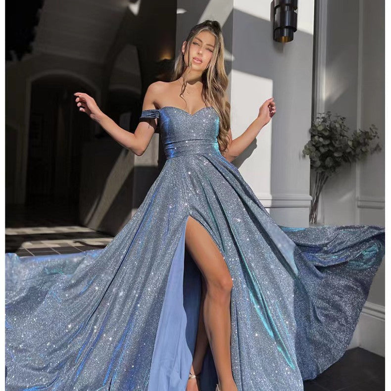 Sequin Bustier Split Evening Dress