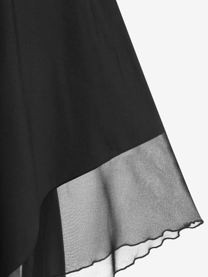 Black Lace-Up Ruffle Mini Dress