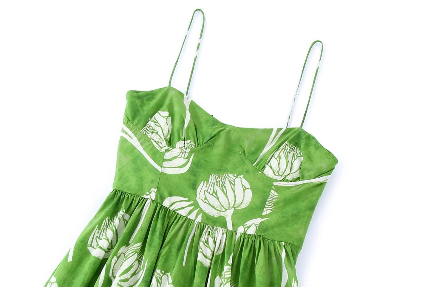 Green Halter Sweetheart Print Dress