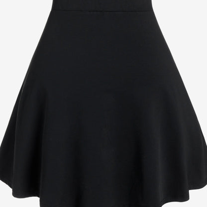 High-Waist Check Midi Skirt