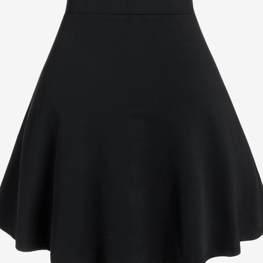 High-Waist Check Midi Skirt