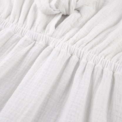 White Cotton Gauze Lounge Dress