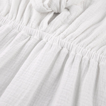 White Cotton Gauze Lounge Dress