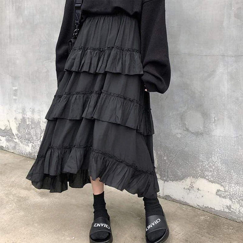 High-Low Layered Cake Midi Skirt