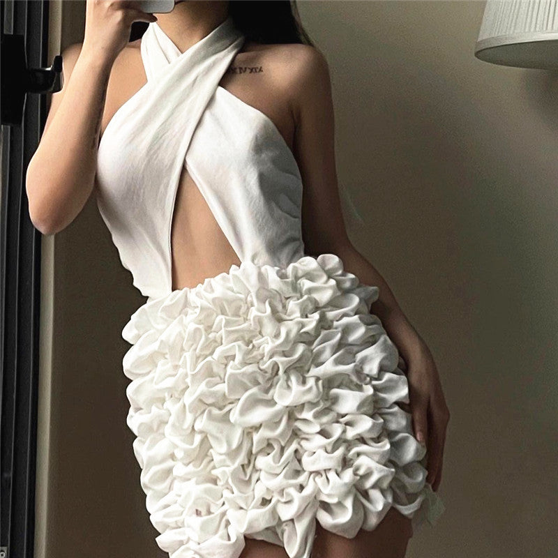 Halter Floral Backless Mini Dress