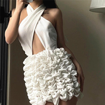 Halter Floral Backless Mini Dress
