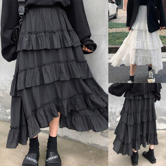 High-Low Layered Cake Midi Skirt