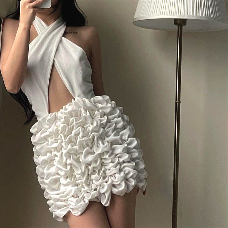 Halter Floral Backless Mini Dress