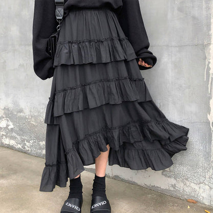 High-Low Layered Cake Midi Skirt