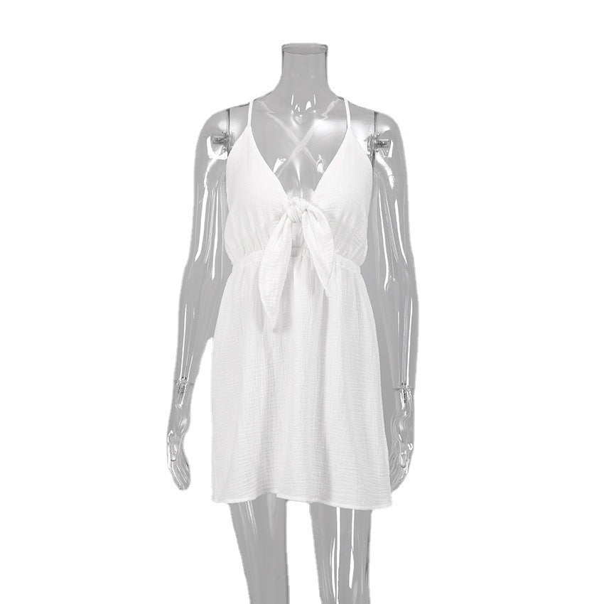White Cotton Gauze Lounge Dress