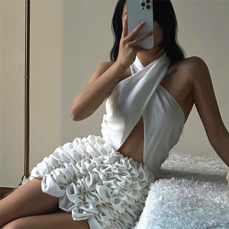 Halter Floral Backless Mini Dress
