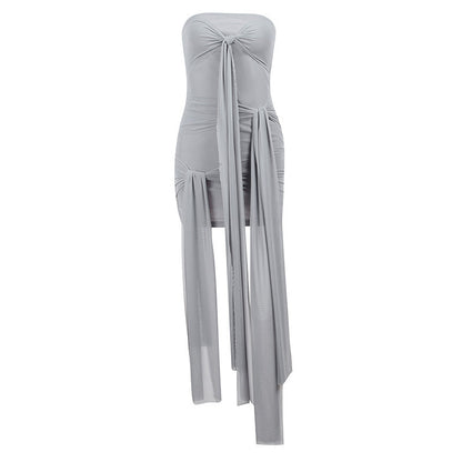 Gray Strapless Bodycon Mini Dress