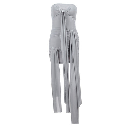Gray Strapless Bodycon Mini Dress